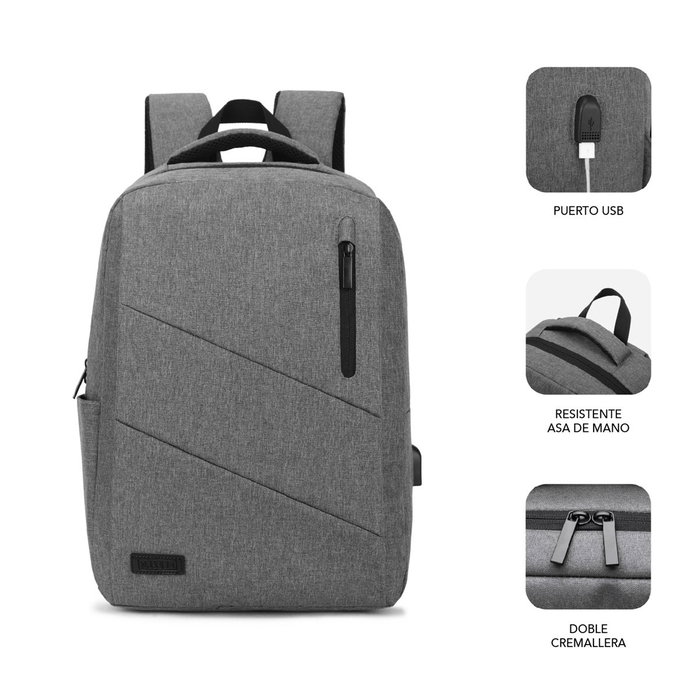 Subblim City Backpack Mochila para Portátil 15,6 pulgadas Gris